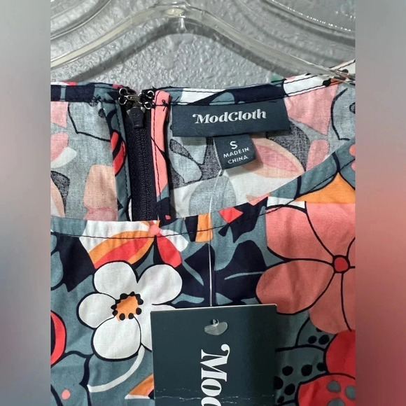 NWT ModCloth Vintage Summer Retro Floral Shift Dress Sz SM Mini 100% Cotton TWE - Picture 5 of 5